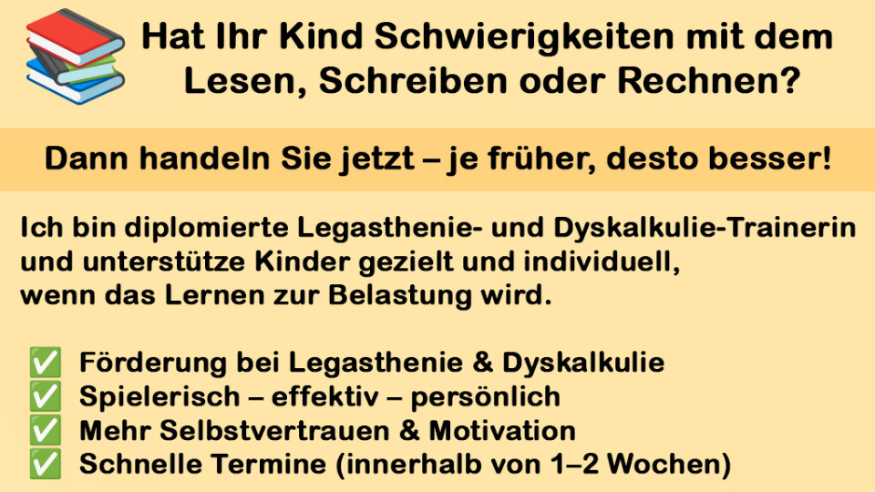 Dipl. Legasthenie - Dyskalkulie - Lerndidaktik Trainerin Beatrice Lettner